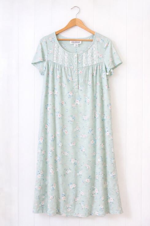 Laura Ashley Other - Laura Ashley Nightgown Floral Cotton Sleep Dress Short Sleeve Size Small